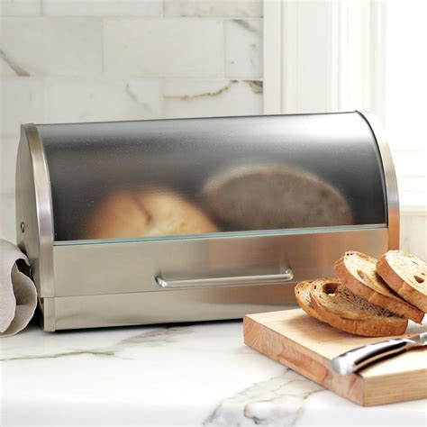 large brushed stainless steel bread box|stainless steel countertop bread box.